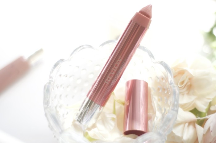 Made From Beauty Top Glossy Nudes Revlon ColorBurst Lacquer Balm in Demure Close Up
